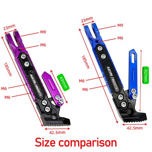 Kickstand Bracket for Motorcycle Dirt Bike Scooter, Side Stand Mount with Screws - 55mm (2.17in) Hole Spacing, Universal Kickstand Support Bracket Compatible with Scooters (Blue-Hole spacing 2.2in)