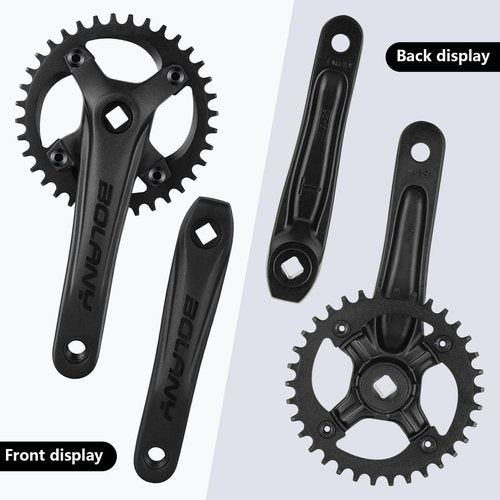 BOLANY Mountain Bike Crankset MTB 1x Square Taper Crankset 104 BCD 170mm Crank 32/34/36T Compatible with Single Speed Bicycle