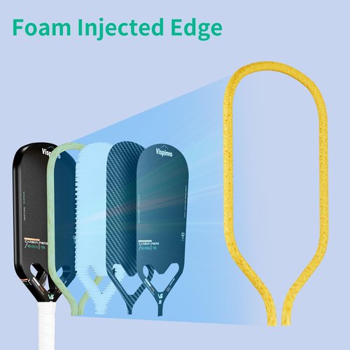 Vispinvo Pickleball Paddle Edgeless, 16MM T700 Thermoformed Raw Carbon Fiber Pickleball Paddle, USAPA Approved, Foam Injected Edges for Expanded Sweet Spot, Control and Balance