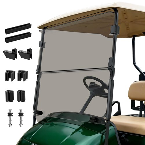 FIXHAWK EZGO Tinted Windshield, Foldable Front Windshield for EZGO TXT / DCS / PDS 1995-2013 Gas and Electric Golf Cart, PC UV Resistant Tinted EZGO Windshield