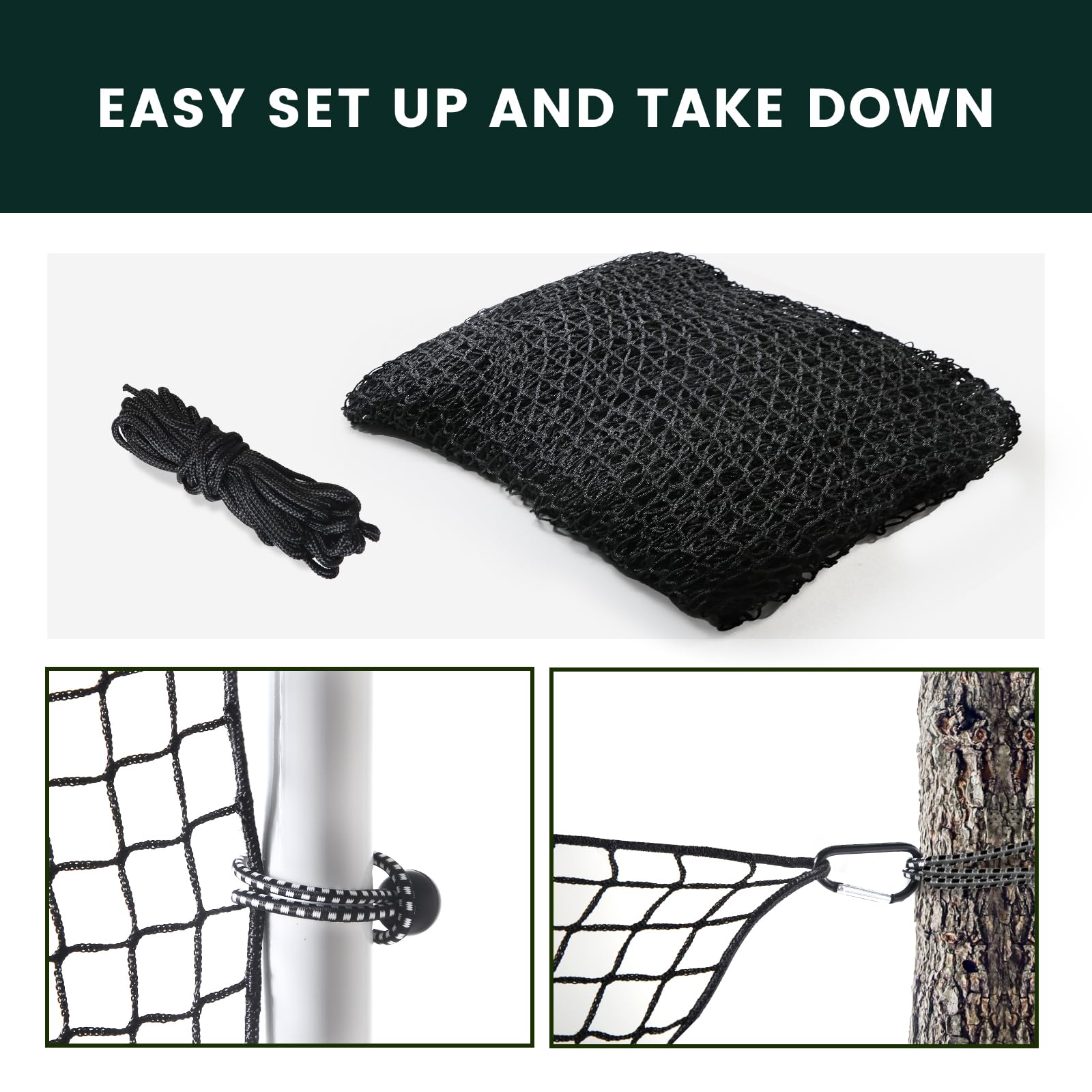 Sports Netting,Golf Practice Net Hitting Net with 33Feet Nylon Rope Also for Baseball, Hockey, Soccer, LAX and More - 10x10ft/10x15ft/10x20ft/10x25ft/10x30ft/10x40ft/10x50ft