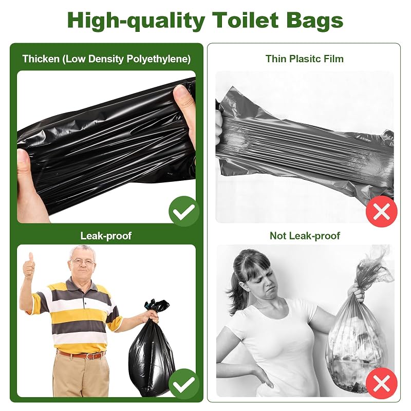 8 Gal Camping Toilet Bags – 30 Count, Unscented, Portable Waste Bags (Variation: Unscented-30 Bags Only)