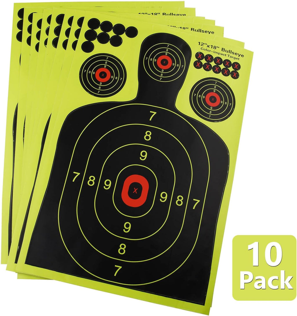 Silhouette Splatter Targets by [Brand Name] - 12x18 Inch for Easy Shot Visibility | 10 Pack for BB Guns & Airguns