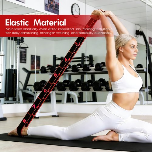 Fitness Resistance Band for Stretching and Yoga, 8-Section Elastic Training Bands, Number Stretch Resistance Band with Clear Markings, Adjustable Bands for Full Body Stretching Shaping(Red)