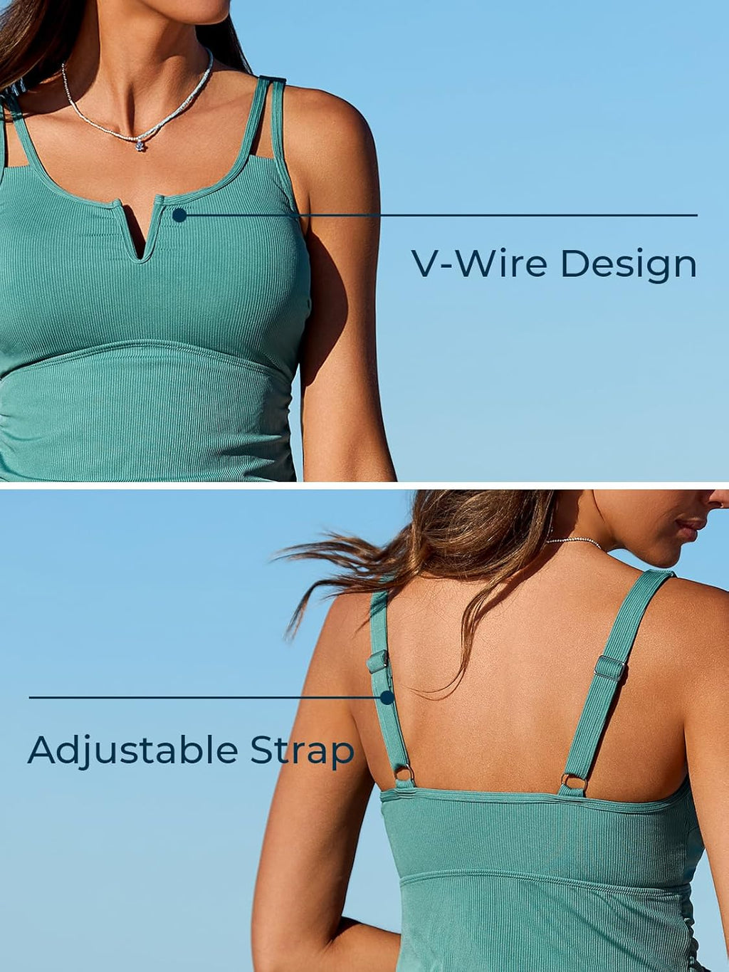 Summer Mae Tankini Swimsuits - Modest V-Wire Two Piece with Tummy Control | Stylish Bathing Suit for Women