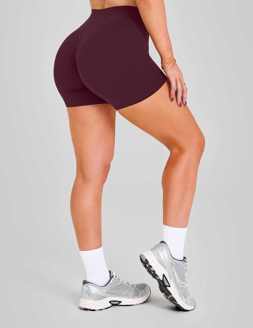 Unthewe Women's Workout Gym Biker Shorts High Waisted Athletic Booty Yoga Shorts with Tummy Control(U729-Cassis-M)