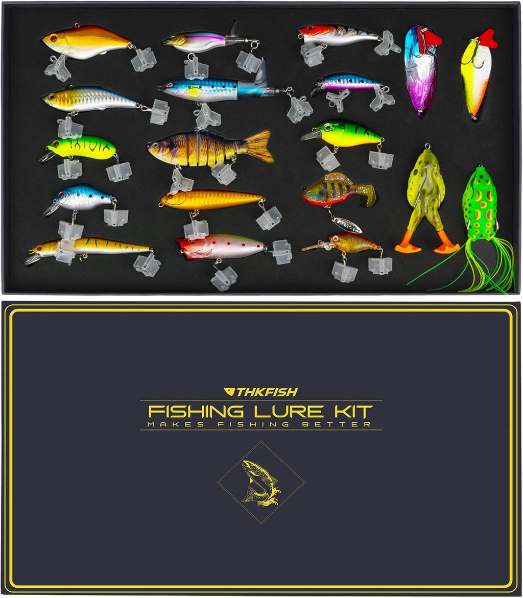 THKFISH Fishing Lures Kit - 19PCS Tackle Box for Freshwater Bass, Trout & More | Perfect Gift for Anglers