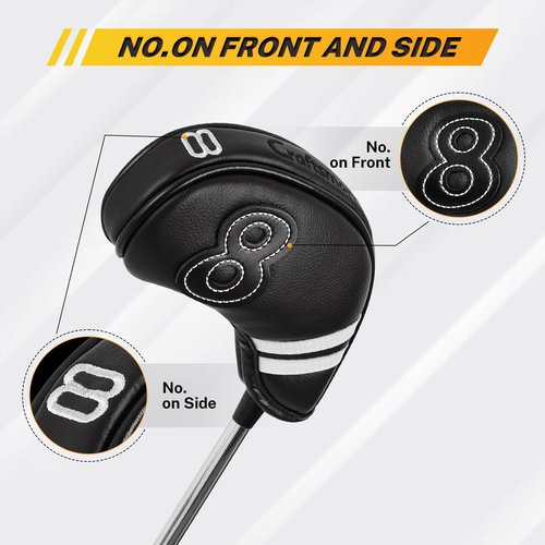 Craftsman Golf Magnetic Closure Pemium Leather Black White Stripes Iron Headcover Cover 10pcs/Set