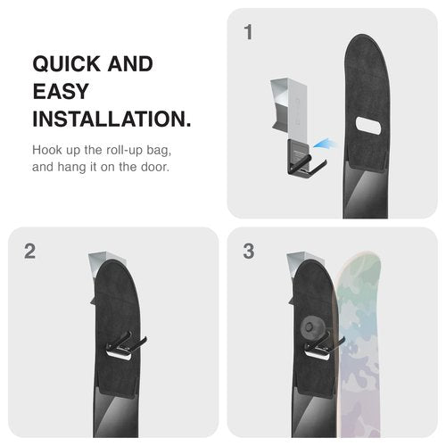 Parking Block Hang Tight Skateboard Deck Wall Mount - Ultimate Storage Solution for Skate Board & Longboard - Fits Most Doors - Includes Roll-Up Storage Bag for Hardware & Accessories for Display