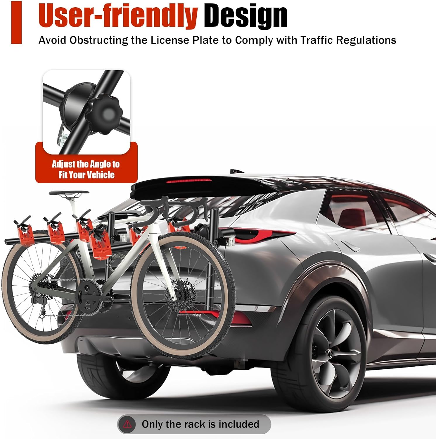 YIYIBYUS 3 Bike Rack Trunk Mount Rack, Foldable Vehicle Bicycle Carrier for Most Cars SUV Sedan Hatchback Minivan, w/Adjustable Straps