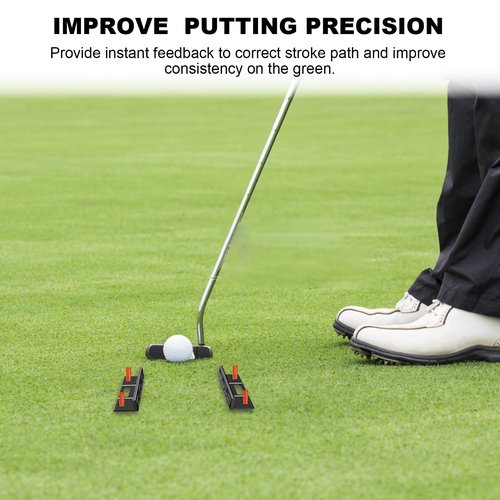 MAZEL Golf Alignment Putting Training Aids - Golf Putting Path Tool for Consistency & Accuracy - Include Putts Gates,Ring & Tees (Black)