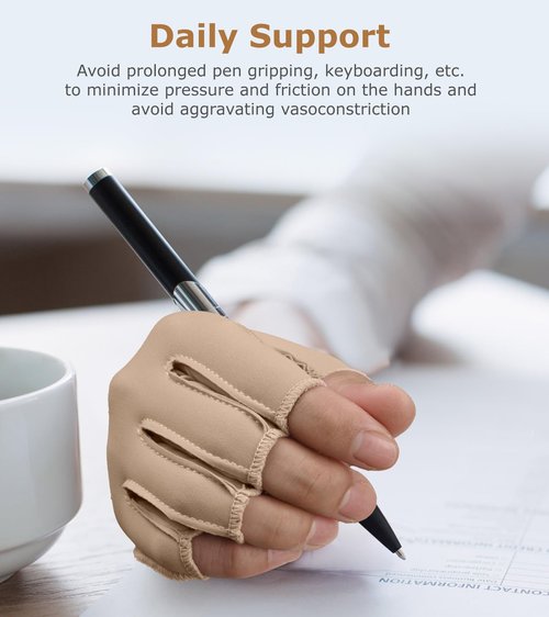 NURCOM Compression Arthritis Gloves, Rheumatoid Pain Relief Compression Gloves for Women & Men, Premium Fingerless Circulation Gloves for Arthritis & Joint Pain, Swelling, Tendonitis, 1 Pair Beige M