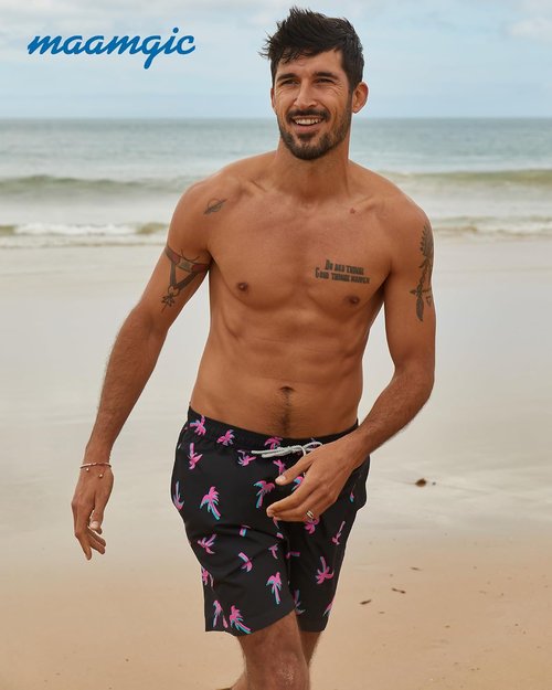 Maamgic Men's Swim Trunks - Quick Dry Bathing Suits with Mesh Lining | 7-Inch Funny Swim Shorts
