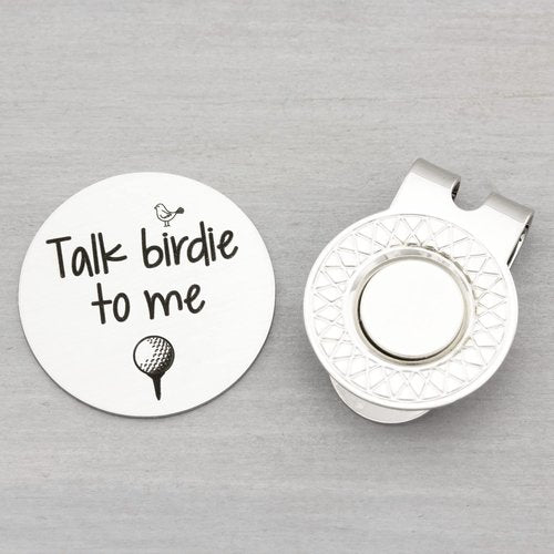 Golf Ball Marker with Magnetic Hat Clip Golf Gifts for Men Husband Boyfriend Talk Birdie To Me Funny Ball Marker Engraved