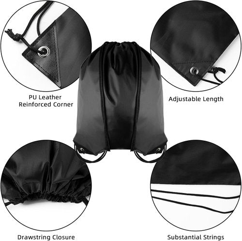GoodtoU Nylon Backpacks - Durable Drawstring Bags for Sports & Travel | Black, 128 Pieces