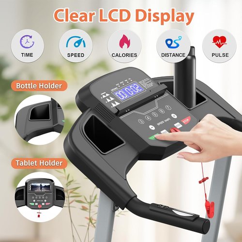 Home Foldable Treadmill - Electric Walking Machine with Incline & 15 Programs | 250 LB Capacity