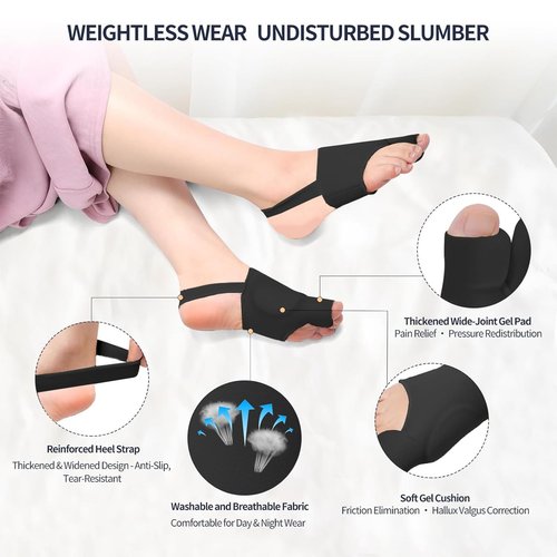 SANHLSKJ 2PCS Bunion Corrector for Women & Men, Big Toe Straightener Splint, Breathable Non-Slip Hallux Valgus Pain Relief, Day Night Support for Foot Care (US 5-10 Women&7-11 Men) (Black)