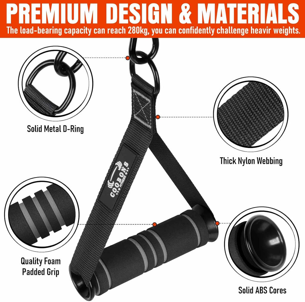 Skiennix Heavy Duty Exercise Handles - Durable Gym Cable Attachments for Resistance Bands & Machines
