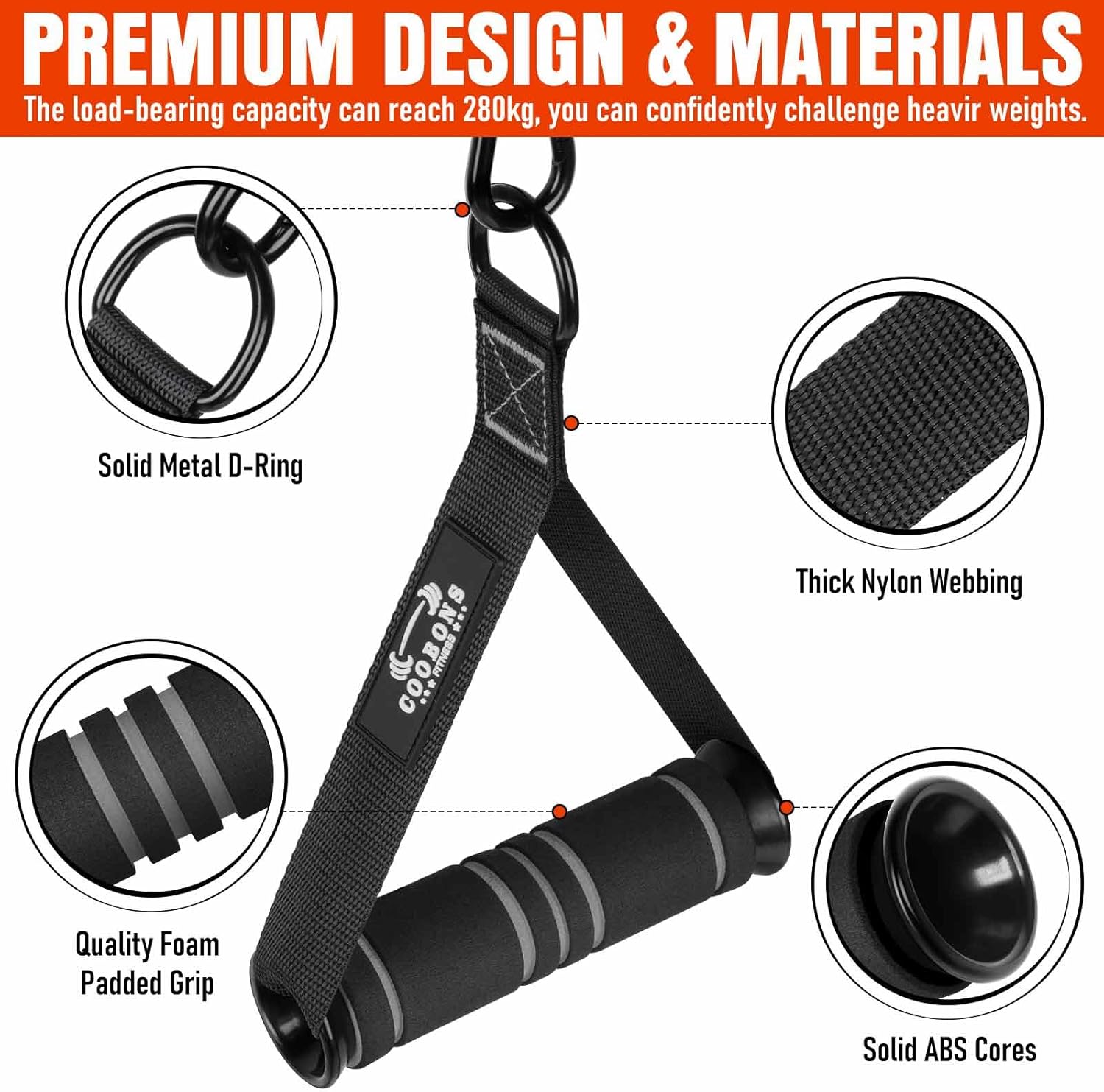 Skiennix Heavy Duty Exercise Handles - Durable Gym Cable Attachments for Resistance Bands & Machines