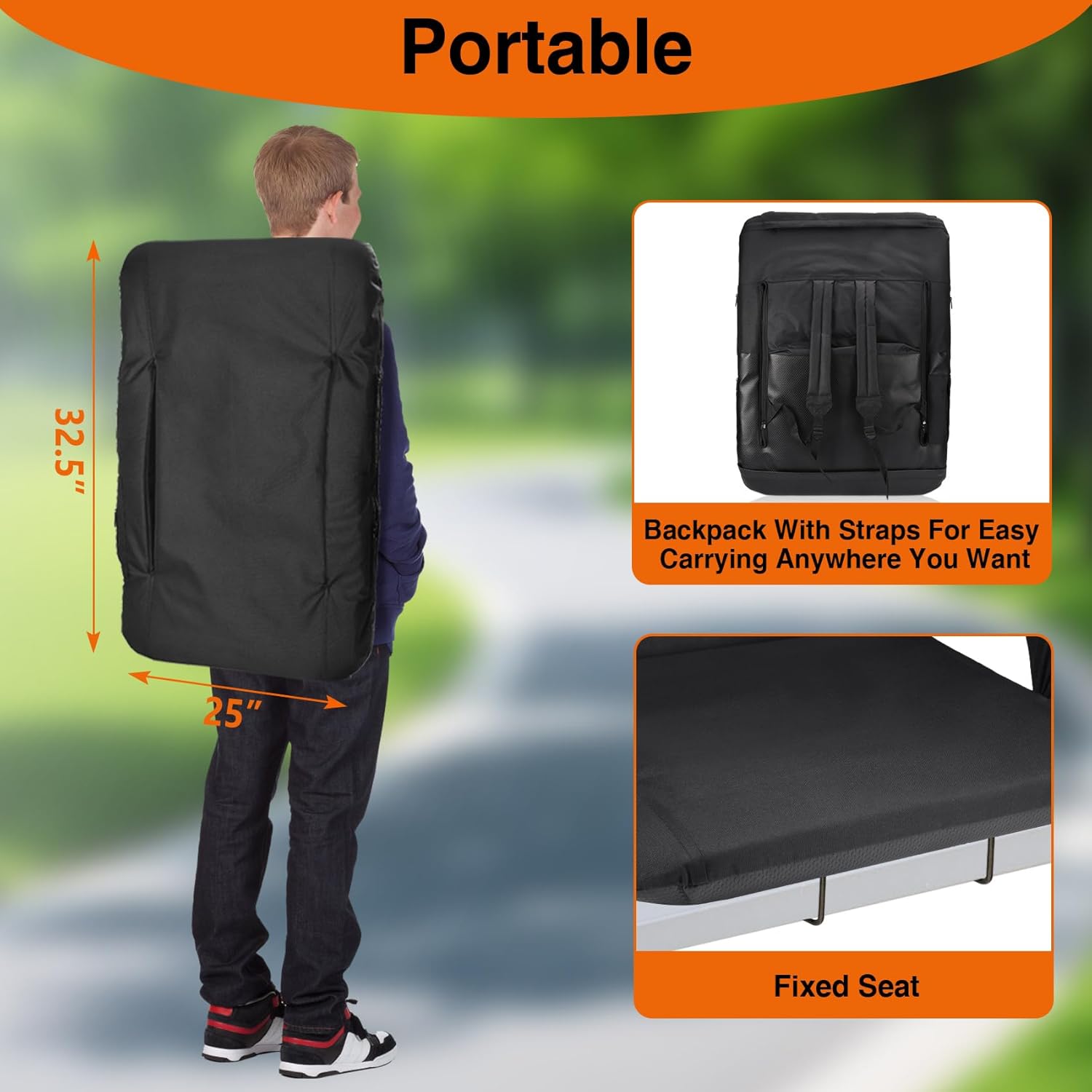 Seeutek Heated Stadium Seats - Portable Bleacher Chairs with Back Support & USB Heating | 21in, 5 Pockets