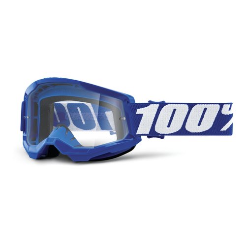 100% STRATA 2 Goggles - Sports Goggles for Motocross & Mountain Biking - Eyewear for Bike Riders - Motocross Eyewear for Men - Blue, Clear Lens