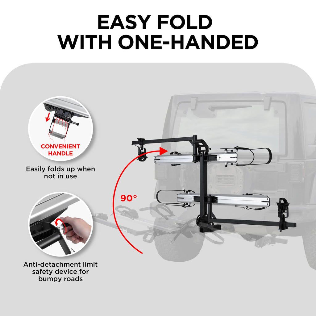 Young Electric Aluminum Hitch Mounted Bike Carrier 200 LBS Capacity for Standard Bikes and Ebikes, Fit Cars SUV Truck Trailer and RV