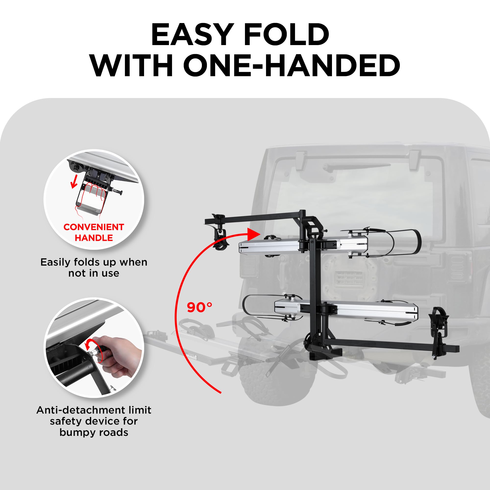 Young Electric Aluminum Hitch Mounted Bike Carrier 200 LBS Capacity for Standard Bikes and Ebikes, Fit Cars SUV Truck Trailer and RV