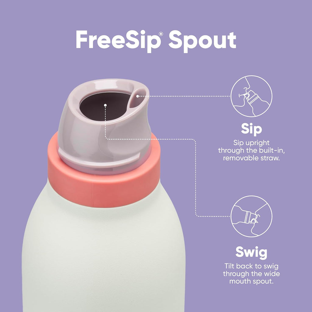 Owala FreeSip Twist Insulated Stainless Steel Water Bottle with Straw for Sports and Travel, BPA-Free, 18-oz, Purple/Mint (Minty Horizon)