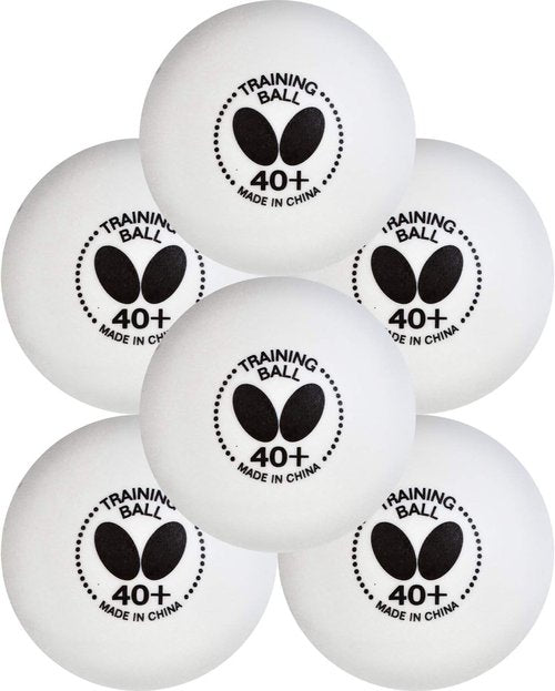 Butterfly 40+ Training Balls - High-Quality White Training Balls | Pack of 6 or 120