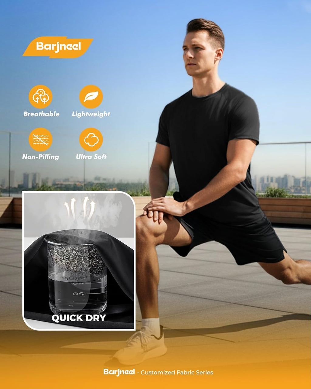 Skiennix Workout Shirts for Men - Black Quick-Dry Moisture-Wicking T-Shirts for Gym & Running | 2 Pack
