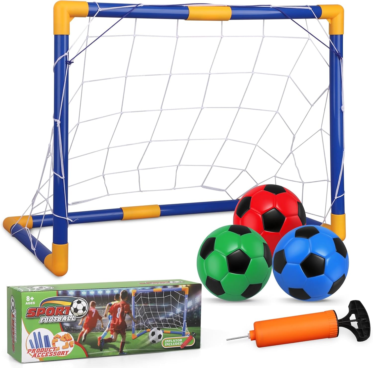 Soccer Goal Set - Portable Mini Soccer Net with 3 Balls for Kids | 23" W x 18" H x 12" D