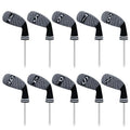 LeFeng 10 Pieces 4-9/A/P/S/X Knitted Golf Iron Head Covers Set Lightweight and Durable Material Multiple Patterns Golf Club Head Covers (Black Scale)