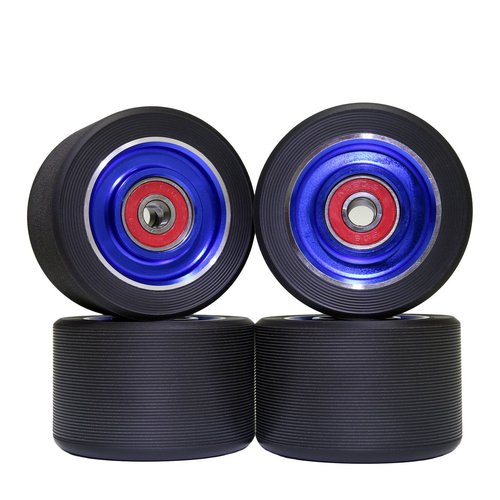 62mm Roller Skates Wheels Aluminum Alloy Speed Skate Wheels Replacement Wheels with Abec-9 Bearing (Pack of 4) (Black-Blue)