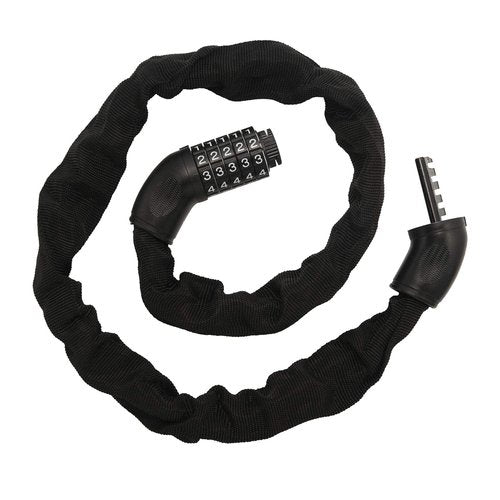 1M Bicycle Chain Heavy Duty 5 Digit Lock Combination Code Thick Bike Chain Motorbike Lock (Black)