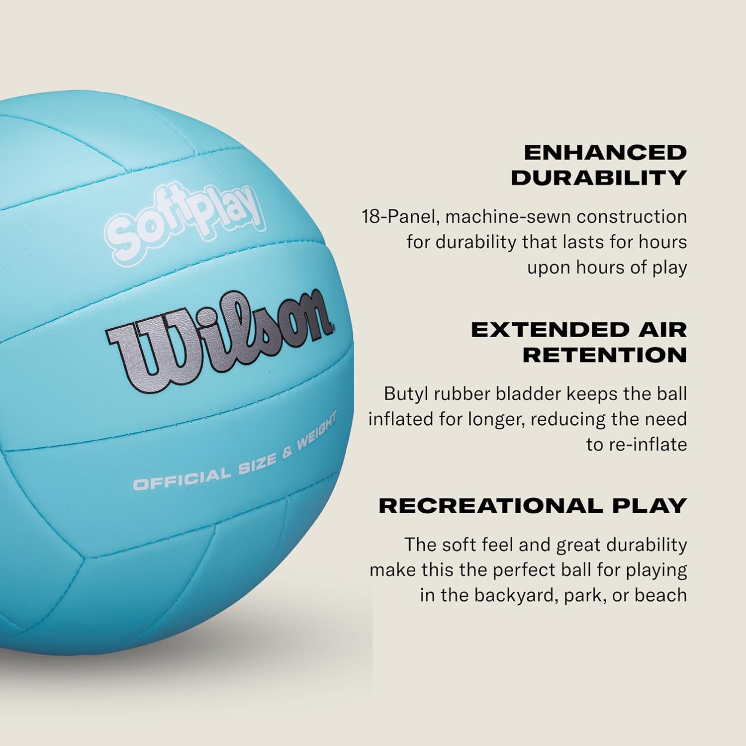 WILSON Soft Play Volleyball - Official Size for Enhanced Fun and Skill Development
