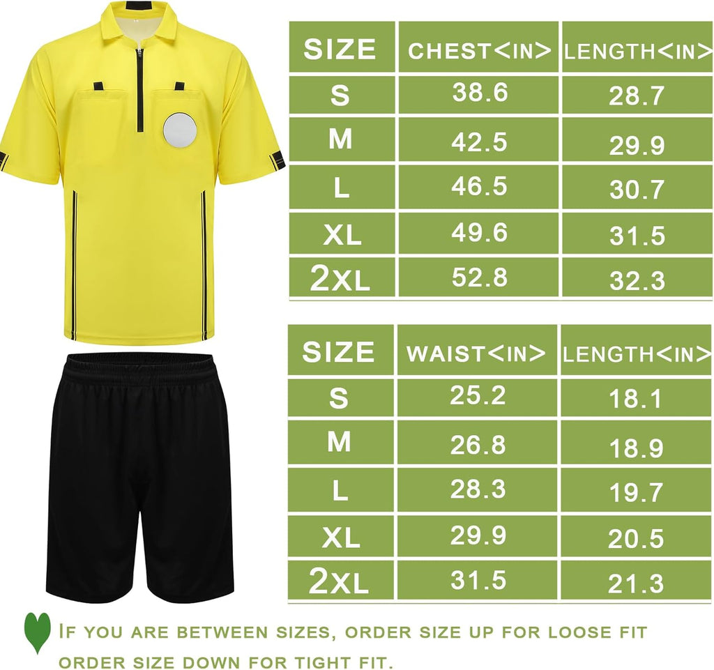 Redgino Soccer Referee Kit - Pro Jersey, Shorts, Whistle, Socks & Flags | Complete Umpire Uniform for Adults & Teens