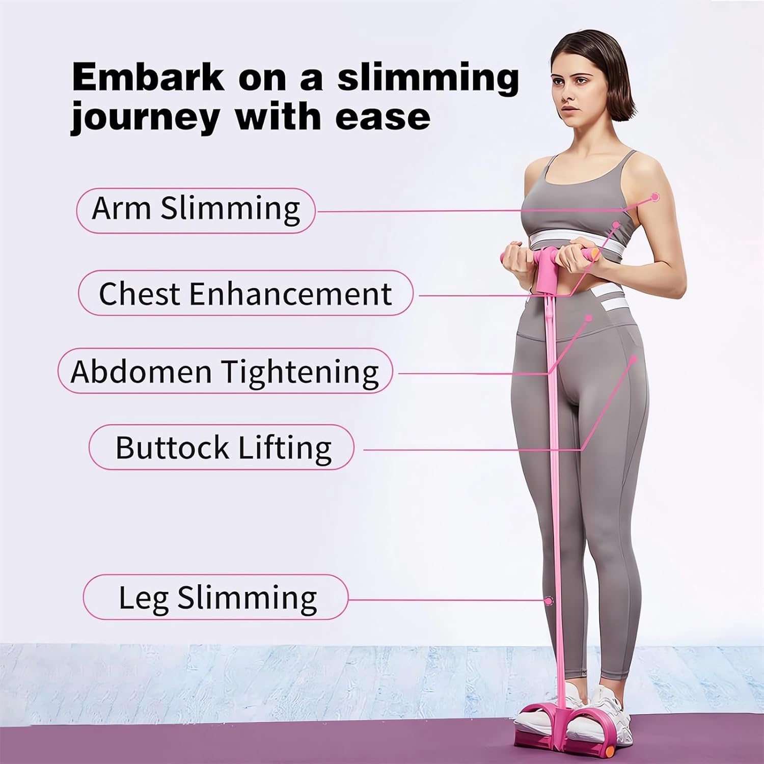 Skiennix Fitness Resistance Bands - 4 Tube Pedal Ankle Puller for Effective Leg Stretching | 2023 Workout Equipment