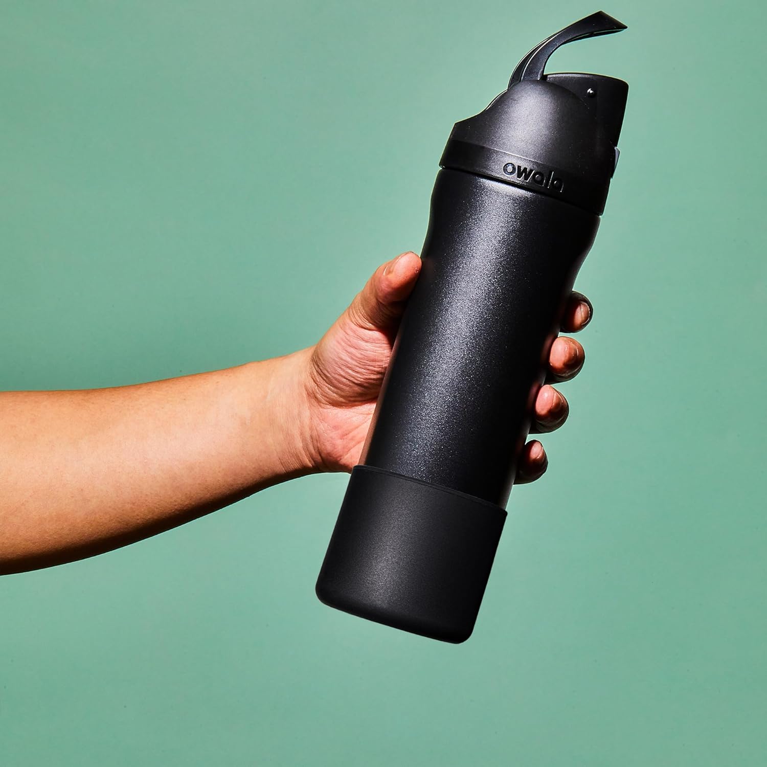 Silicone Boot for Owala 24 oz Water Bottle, Anti-Slip Protective Sleeve for Owala Twist & FreeSip & Flip Stainless Steel Water Bottle, Boot Bottom Base for Owala (Black)