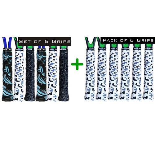 ALIEN PROS 12 Pack Sailor Mix & Tetris Tennis Racket Grip Tape – Tac Moisture Feel Tennis Grip – Wrap Your Racquet for High Performance
