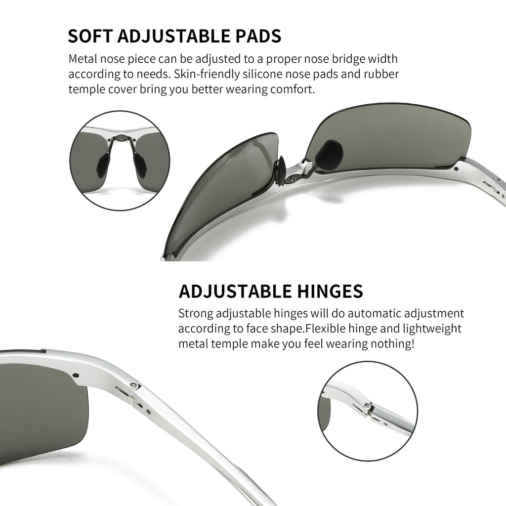 SUNGAIT Men's HD Polarized Sunglasses for Driving Fishing Cycling Running Metal Frame UV400 SGT177-YSY