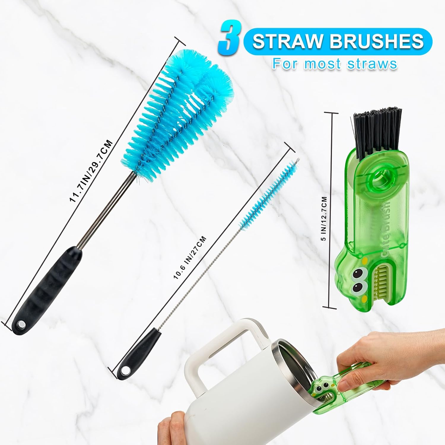 Stanley Cup Replacement Lid - 2 Pack with 4 Bottle Brush Cleaners for Easy Maintenance