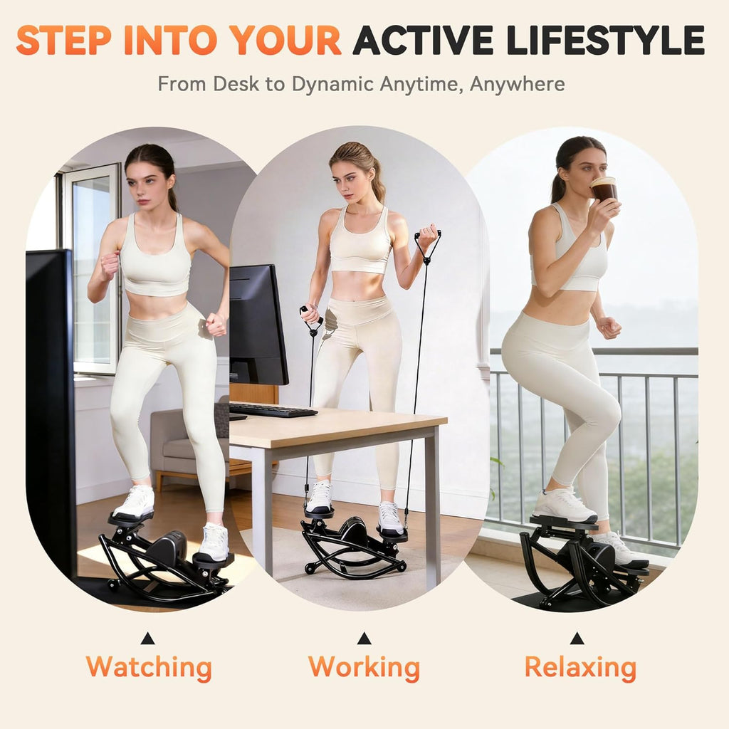 Rock Stepper - Portable Home Exercise Stepper with Digital Display & Resistance Bands | 330 LBS Capacity