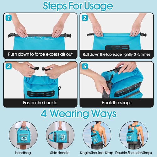 MORXPLOR Waterproof Dry Bag - Roll Top Backpack with Phone Case | 5L to 55L Sizes for Swim & Kayak