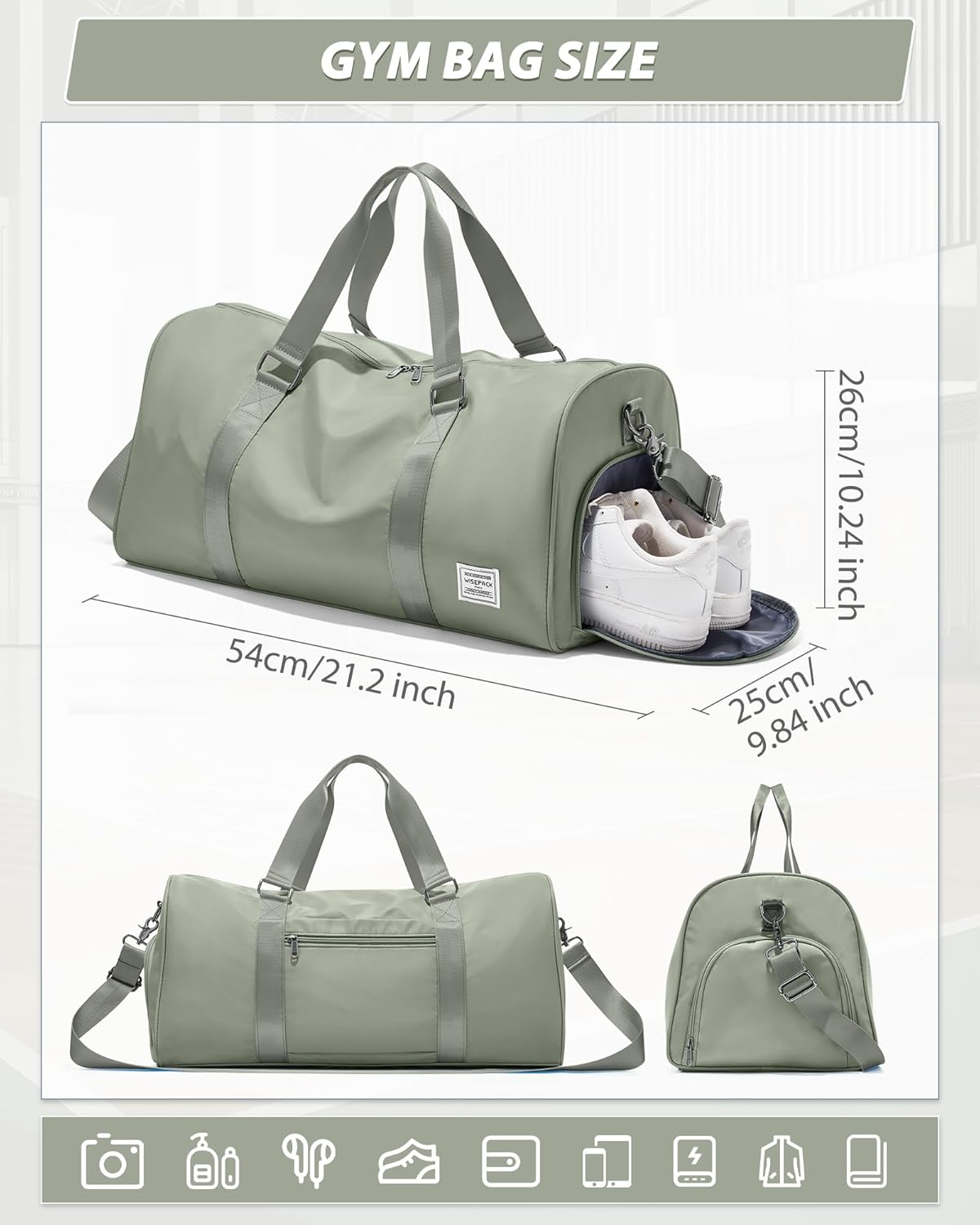 Skiennix Women's Gym Bag - Stylish Travel Duffel Tote for Weekend Getaways | Versatile & Spacious