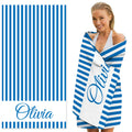 Dreamdecor Custom Beach Towel with Name Striped Kids Personalized Beach Towels for Swimming Pool Vacation Graduation Gifts Microfiber Sand Free Fast Drying Beach Towel for Adults Women Men
