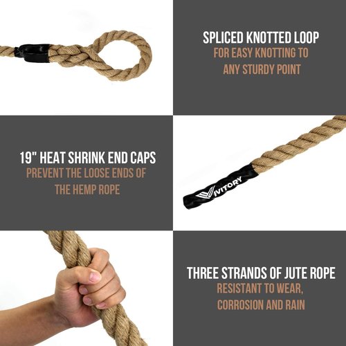 VIVITORY Gym Fitness Training Climbing Ropes, Workout Gym Climbing Rope, Home Training and Fitness Workouts,1.5'' in Diameter, Available 10, 15, 25, 30 Ft (10 ft)