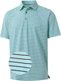 M MAELREG Golf Shirts for Men - Moisture-Wicking Striped Polo | Performance Dry Fit Short Sleeve