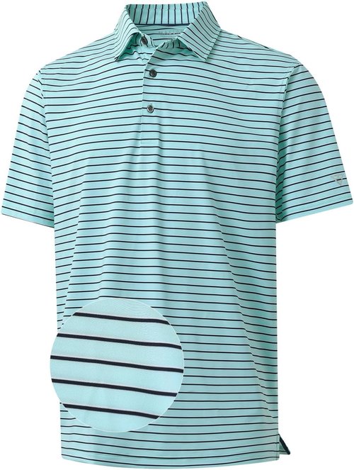 M MAELREG Golf Shirts for Men - Moisture-Wicking Striped Polo | Performance Dry Fit Short Sleeve