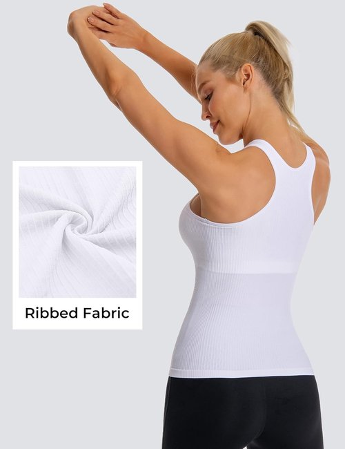 MathCat Seamless Workout Tank Top - Women's Padded Racerback Yoga Camisole (XS-XL)