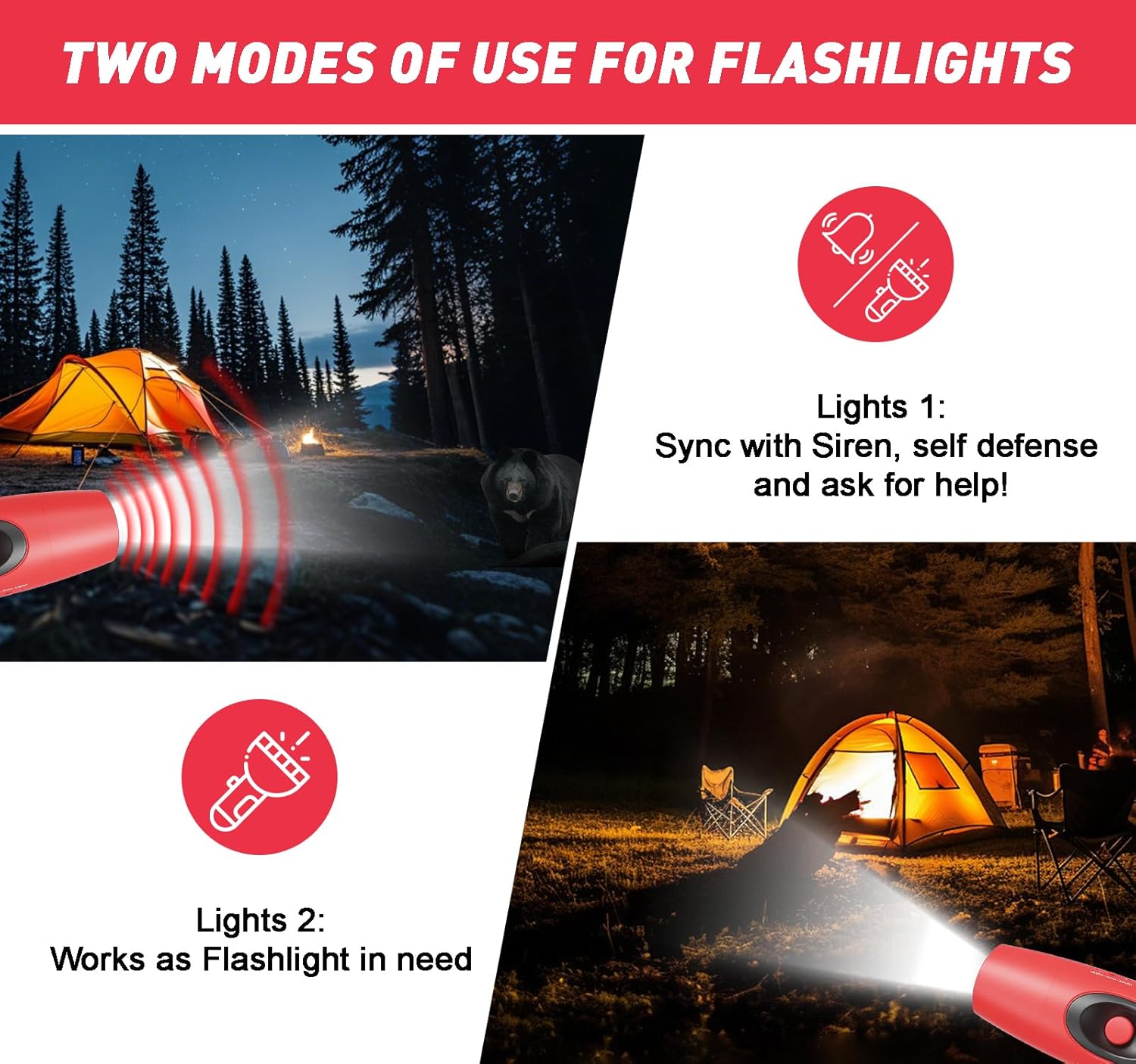StarWorld Rechargeable Bear Horn - 120dB Electronic Air Horn with 4 Volume Levels & LED Light | Wildlife Defense (Red)